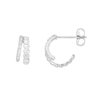 Estella Bartlett Heart Double Illusion Hoop Earrings in Silver