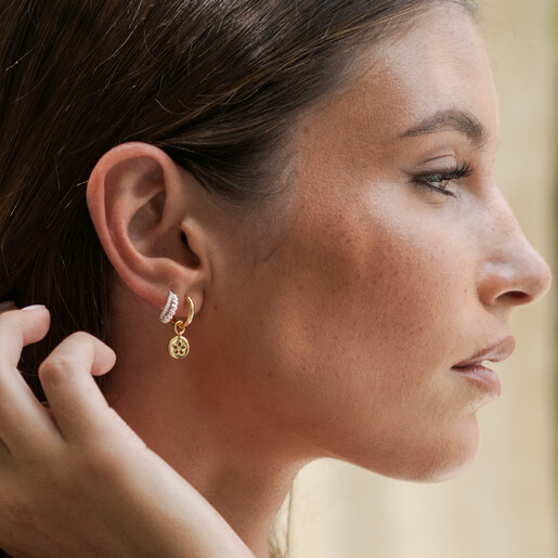 Estella Bartlett Heart Double Illusion Hoop Earrings in Silver