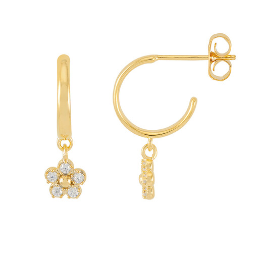 Estella Bartlett Flower Hoop Earrings in Gold