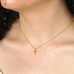 Sterling Silver Cross Necklace in Gold