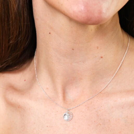Sterling Silver Hidden Sun Circle Pendant Necklace
