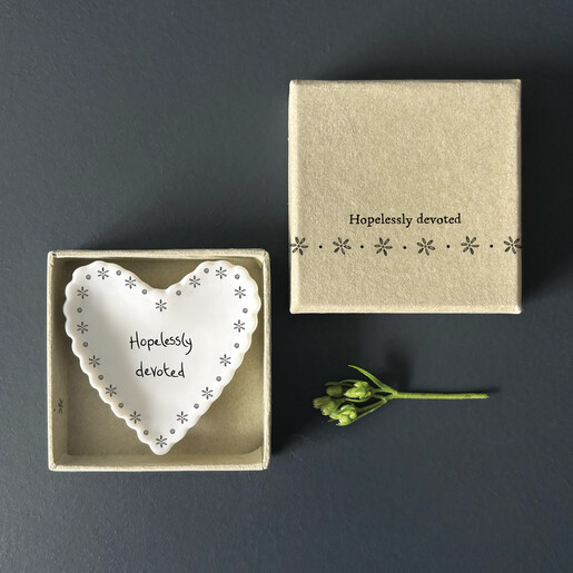 ceramic heart dish in white