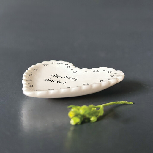 heart shaped trinket dish in white