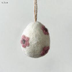 East of India Felt Hanging Pink Daisy Egg Decoration