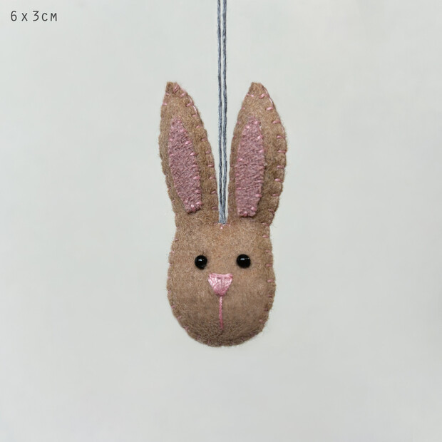 East of India Felt Hanging Beige Rabbit Head Decoration