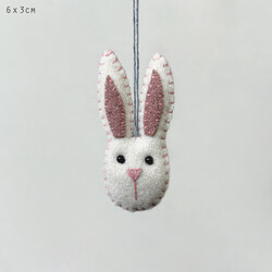 East of India Felt Hanging Cream Rabbit Head Decoration