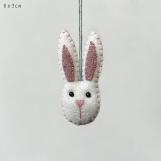 East of India Felt Hanging Cream Rabbit Head Decoration