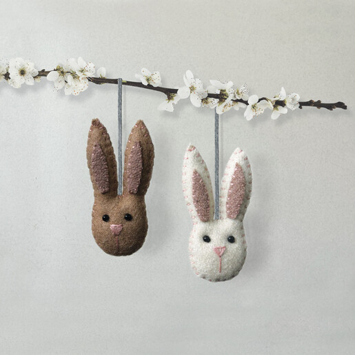 brown and white rabbit head hanging decoration