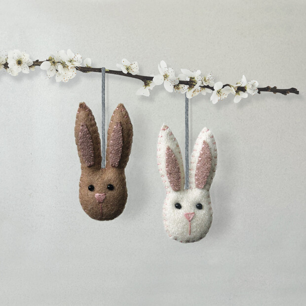 Felt Hanging Beige Rabbit Head Decoration | East of India | Lisa Angel