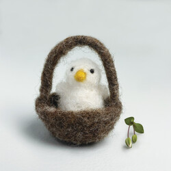 East of India Felt Hanging Fluffy Chick in Nest Decoration