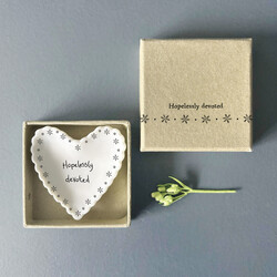 East of India Hopelessly Devoted Small Scalloped Heart Trinket Dish