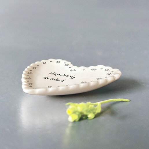 heart shaped trinket dish in white