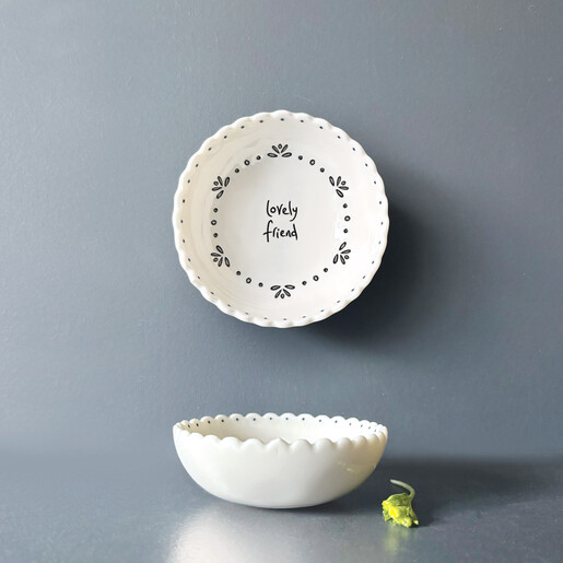 lovely friend bowl in white