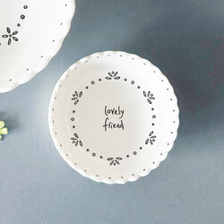 East Of India Lovely Friend Small Scalloped Bowl 