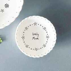 East Of India Lovely Mum Small Scalloped Bowl 