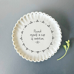 East of India Poured Myself A Cup Scalloped Edge Coaster