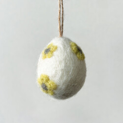 East of India Felt Hanging Yellow Daisy Egg Decoration