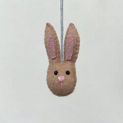 East of India Felt Hanging Beige Rabbit Head Decoration