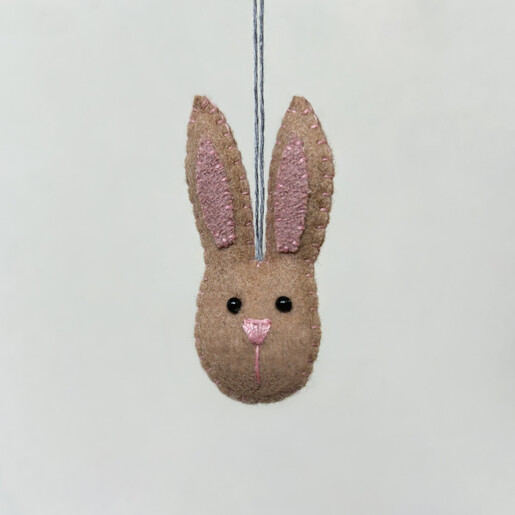 brown rabbit hanging decoration made of felt