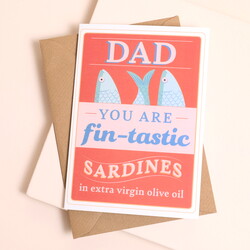 Fin Tastic Dad Sardines Greetings Card