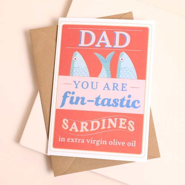 Fin Tastic Dad Sardines Greetings Card