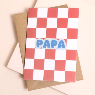 Red Checkerboard Papa Greetings Card