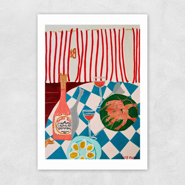 East End Prints Shrimp And Champagne A3 Print