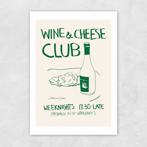 Wine and cheese A3 print from East End Prints