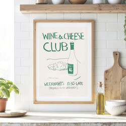 East End Prints Wine & Cheese Club A3 Print