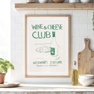 East End Prints Wine & Cheese Club A3 Print