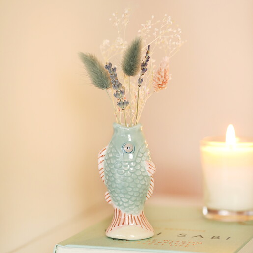 Blue Ceramic Mini Fish Bud Vase