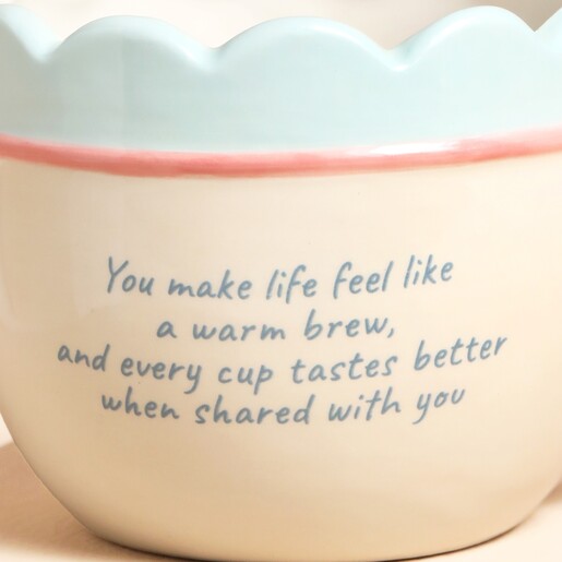 Cream Ceramic Scallop Edge Bow Nana Mug