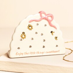 Scalloped Bow Enjoy the Little Things Ceramic Earring Holder