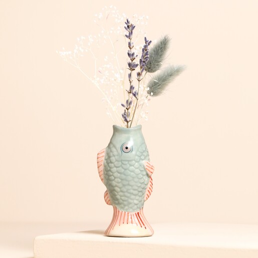 Blue Ceramic Mini Fish Bud Vase