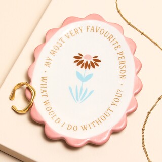 Pink Scallop Most Favourite Person Ceramic Trinket Dish