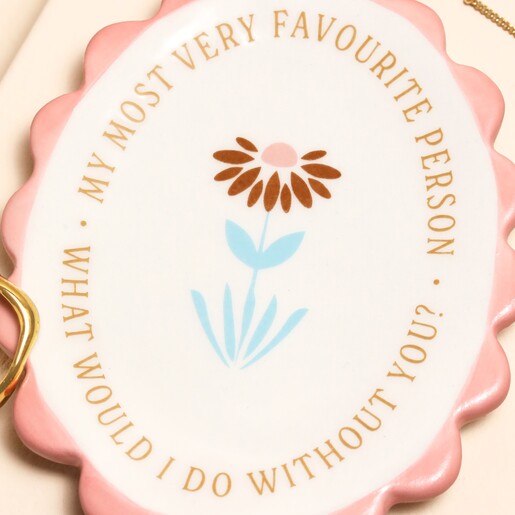 Close Up of Wording on Oval Trinket Dish