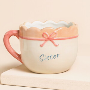 'Sister' White Bow Ceramic Mug