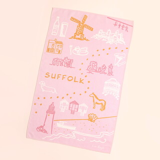 Pink Suffolk Print Tea Towel