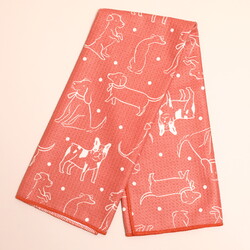 Rust Dog Print Tea Towel