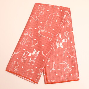 Rust Dog Print Tea Towel