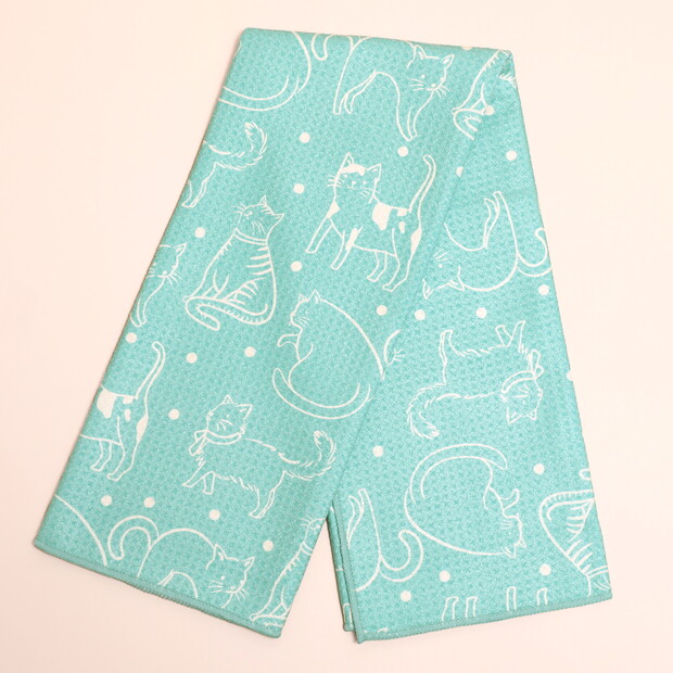 Cat Print Tea Towel