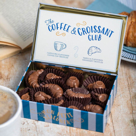 The Chocolate Gift Company Coffee & Croissant Club Truffle Tin