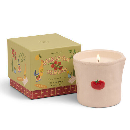 sliding box and heirloom tomato soy wax candle