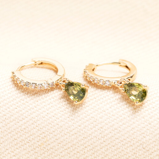 august birthstone huggie hoop earrings