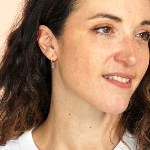 cubic zirconia crystal huggie birthstone hoop earrings