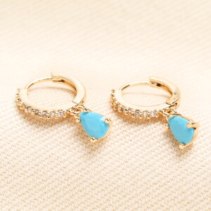 December Birthstone Huggie Hoop Earrings in Gold