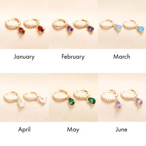 cubic zirconia crystal huggie birthstone hoop earrings