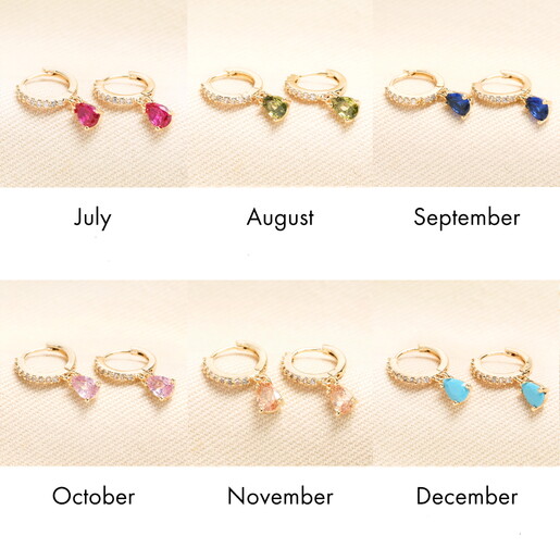 cubic zirconia crystal huggie birthstone hoop earrings