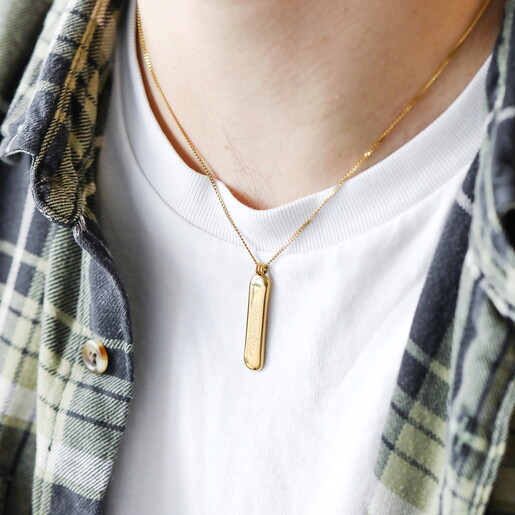 gold stainless steel tag necklace