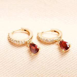 January Birthstone Huggie Hoop Earrings in Gold